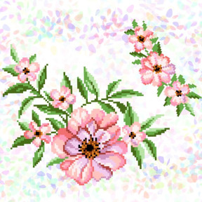 Чайная роза (2 фрагмента) Флизелин пришивной водорастворимый с рисунком Confetti K-297
