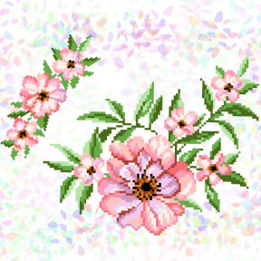 Чайная роза (2 фрагмента) Флизелин пришивной водорастворимый с рисунком Confetti K-298