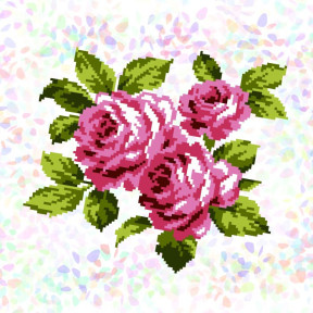 Букет роз (1 фрагмент) Флизелин пришивной водорастворимый с рисунком Confetti K-301