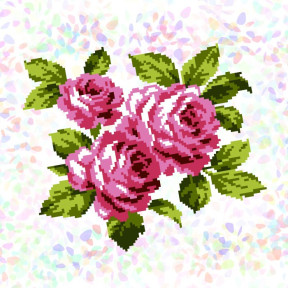 Букет роз (1 фрагмент) Флизелин пришивной водорастворимый с рисунком Confetti K-302