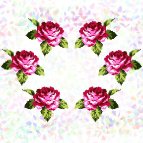 Розы (6 фрагментов) Флизелин пришивной водорастворимый с рисунком Confetti K-303