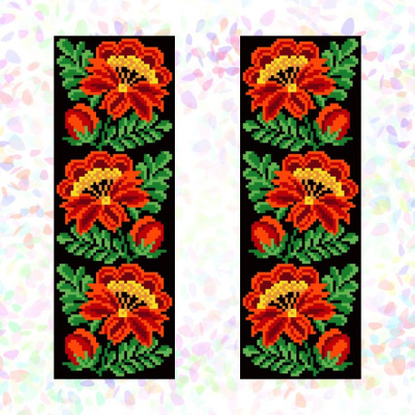 Цветы (2 фрагмента) Флизелин пришивной водорастворимый с рисунком Confetti K-308