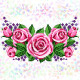 Розовые розы (1 фрагмент) Флизелин пришивной водорастворимый с рисунком Confetti K-327