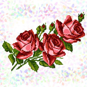 Букет роз (1 фрагмент) Флизелин пришивной водорастворимый с рисунком Confetti K-337