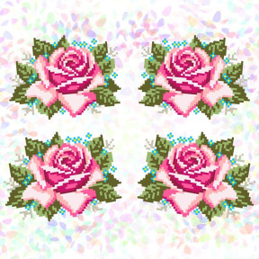 Розы (4 фрагмента) Флизелин пришивной водорастворимый с рисунком Confetti K-341