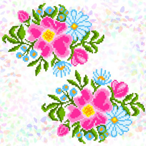 Полевые цветы (2 фрагмента) Флизелин пришивной водорастворимый с рисунком Confetti K-343