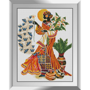 Африканка с синими бабочками Набор алмазной живописи Dream Art 31846D