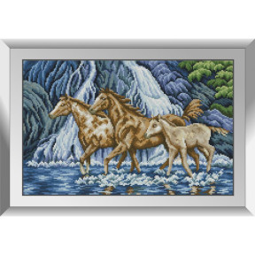 Коні біля водоспаду Набір алмазного живопису Dream Art 31847D