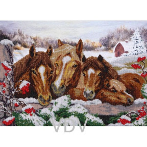 Зимние кони Схема для вышивания бисером VDV Т-0289