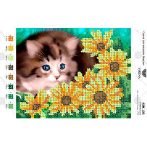 Кот в цветах Схема для вышивки бисером Virena А5Н_105