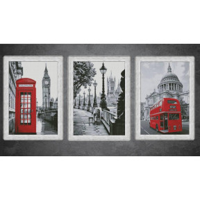 Триптих «Лондон» Электронная схема для вышивания крестиком