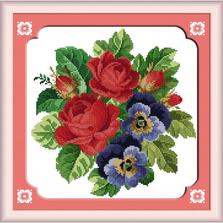 Роза и орхидея Набор для вышивания крестом с печатной схемой на ткани Joy Sunday H096