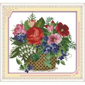 Цветущий цветок в корзине Набор для вышивания крестом с печатной схемой на ткани Joy Sunday H302