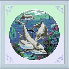Дельфины Набор для вышивания крестом с печатной схемой на ткани Joy Sunday D138