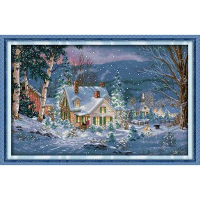 Снежная ночь Рождества Набор для вышивания крестом с печатной схемой на ткани Joy Sunday F395