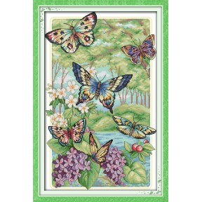 Метелики літають Набір для вишивання хрестиком з друкованою схемою на тканині Joy Sunday D645