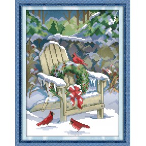 Рождественский снег Набор для вышивания крестом с печатной схемой на ткани Joy Sunday F423