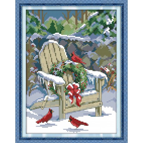 Різдвяний сніг Набір для вишивання хрестиком з друкованою  схемою на тканині Joy Sunday F423