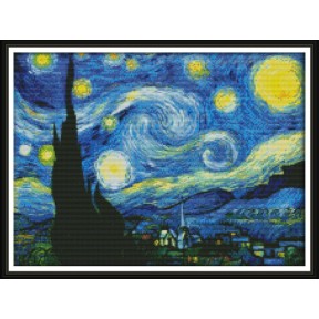 Звездная ночь Ван Гога Набор для вышивания крестом с печатной схемой на ткани Joy Sunday F429