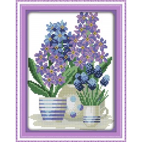 Весняні квіти Набір для вишивання хрестиком з друкованою  схемою на тканині Joy Sunday H640