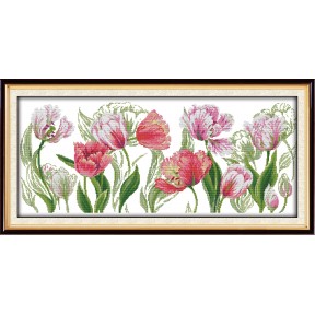 Весняні тюльпани Набір для вишивання хрестиком з друкованою  схемою на тканині Joy Sunday H641