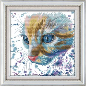 Акварельний кіт Набір для вишивання хрестиком з друкованою схемою на тканині Joy Sunday D868