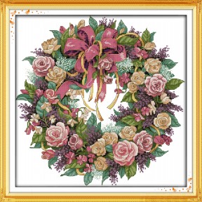 Вінок з троянд Набір для вишивання хрестиком з друкованою схемою на тканині Joy Sunday J333