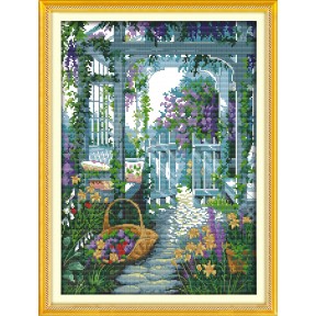 Хвіртка в сад Набір для вишивання хрестиком з друкованою  схемою на тканині Joy Sunday F570