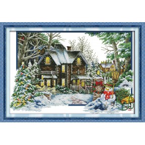 Зимовий будинок Набір для вишивання хрестиком з друкованою  схемою на тканині Joy Sunday F893