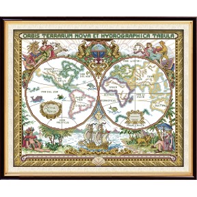 Карта старого мира Набор для вышивания крестом с печатной схемой на ткани Joy Sunday F905