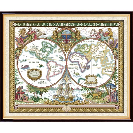 Карта старого світу Набір для вишивання хрестиком з друкованою