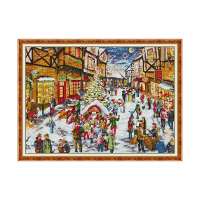 Різдвяна вулиця Набір для вишивання хрестиком з друкованою схемою на тканині Joy Sunday FA330