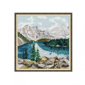 Озеро Морейн Набор для вышивания крестом с печатной схемой на ткани Joy Sunday FA349