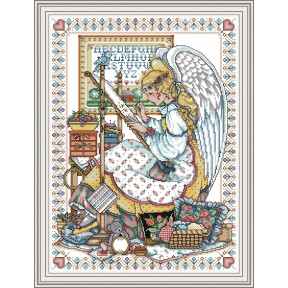 Ангел за вышивкой Набор для вышивания крестом с печатной схемой на ткани Joy Sunday RA246