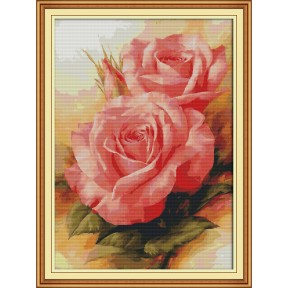 Розовая роза  Набор для вышивания крестом с печатной схемой на ткани Joy Sunday H787