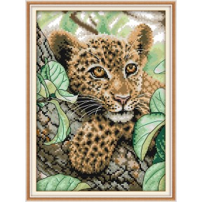Леопард 1 Набор для вышивания крестом с печатной схемой на ткани Joy Sunday DA115