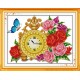 Розовая ваза-часы Набор для вышивания крестом с печатной схемой на ткани Joy Sunday G068