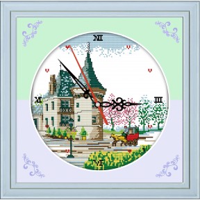 Старий замок-годинник Набір для вишивання хрестиком з друкованою схемою на тканині Joy Sunday G219