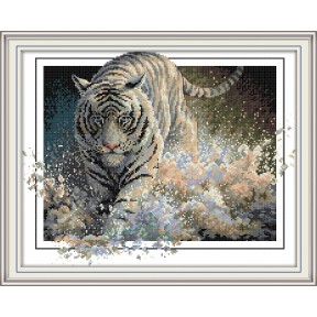 Білий тигр Набір для вишивання хрестиком з друкованою схемою на тканині Joy Sunday DA259