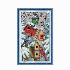 Птичий дом Набор для вышивания крестом с печатной схемой на ткани Joy Sunday DA5752