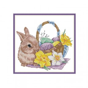 Пасхальний кролик Набір для вишивання хрестиком з друкованою схемою на тканині Joy Sunday DA763