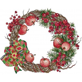 Гирлянда-рождественское яблоко Набор для вышивания крестом с печатной схемой на ткани Joy Sunday H890