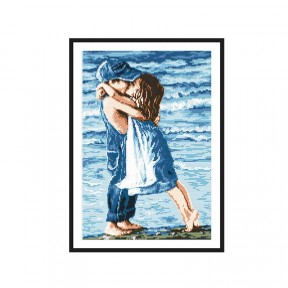 Закохані на березі моря Набір для вишивання хрестиком з друкованою  схемою на тканині Joy Sunday R005