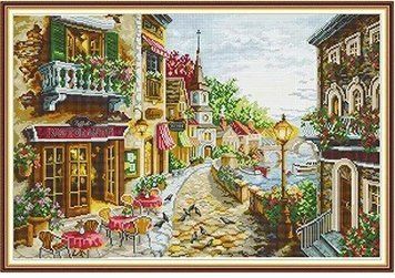 Ресторан на вулиці Набір для вишивання хрестиком з друкованою схемою на тканині Joy Sunday FA401 FA401JS фото