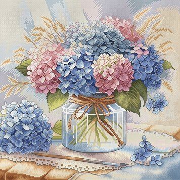 Гортензії в акварелі. Hydrangeas in Watercolor Набір для вишивання хрестиком AVA P052 P052 фото