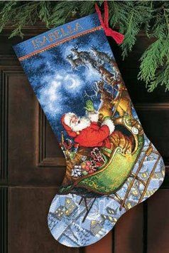 Набір для вишивання чобітка Dimensions 70-08923 Santa's Flight Stocking 70-08923 фото