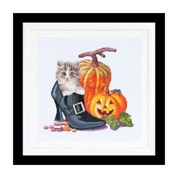 Haloween kitten Aida Набір для вишивання хрестиком Thea Gouverneur gouverneur_738A gouverneur_738A фото