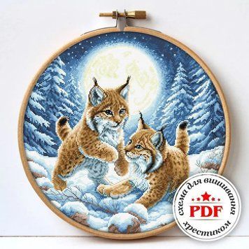 Зимние игры Электронная схема для вышивания крестом Wonderland Сrafts WLP-004 WLP-004 фото