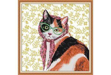Мама-кішка Набір для вишивання хрестиком з друкованою схемою на тканині Joy Sunday DA694 DA694JS фото