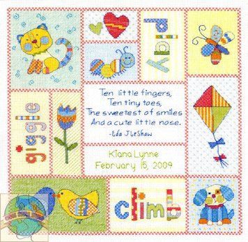 Набір для вишивання Dimensions 73475 Patchwork Baby Birth Record 73475 фото